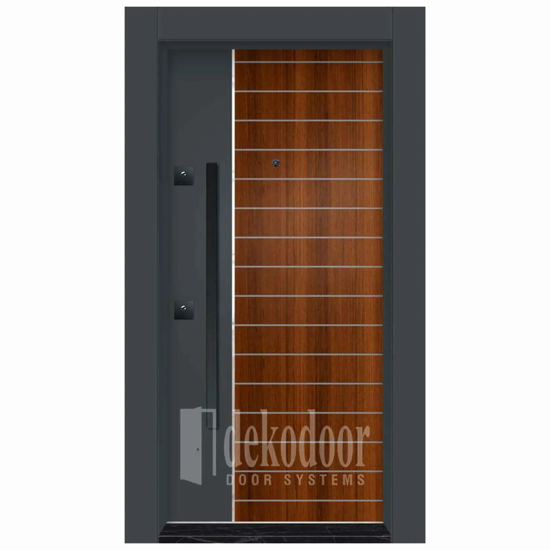 Porte Composite Rustique Bicolore avec Moulures Décoratives DK-4002