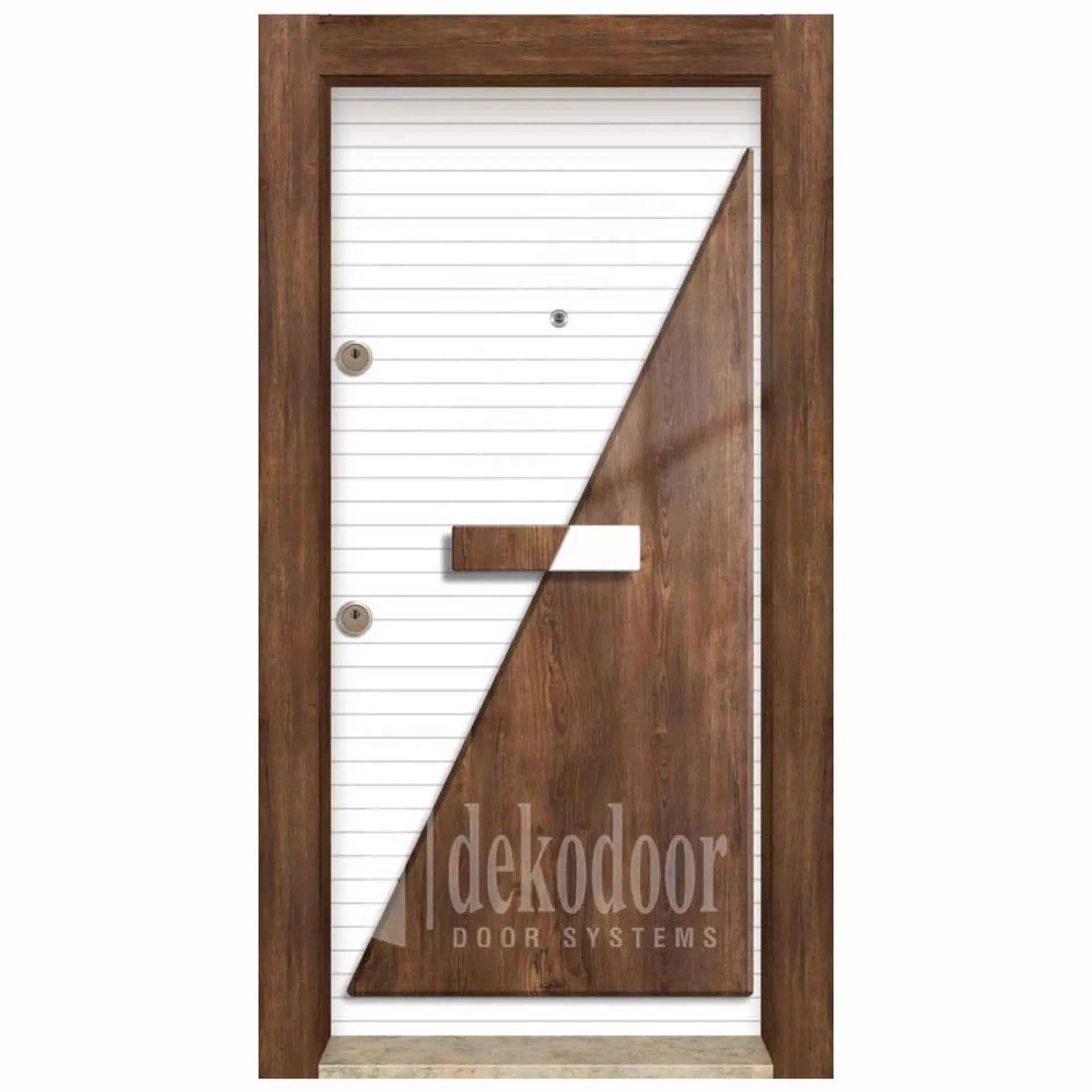 Porte PVC Rustique Bicolore Gaufrée DK-3006