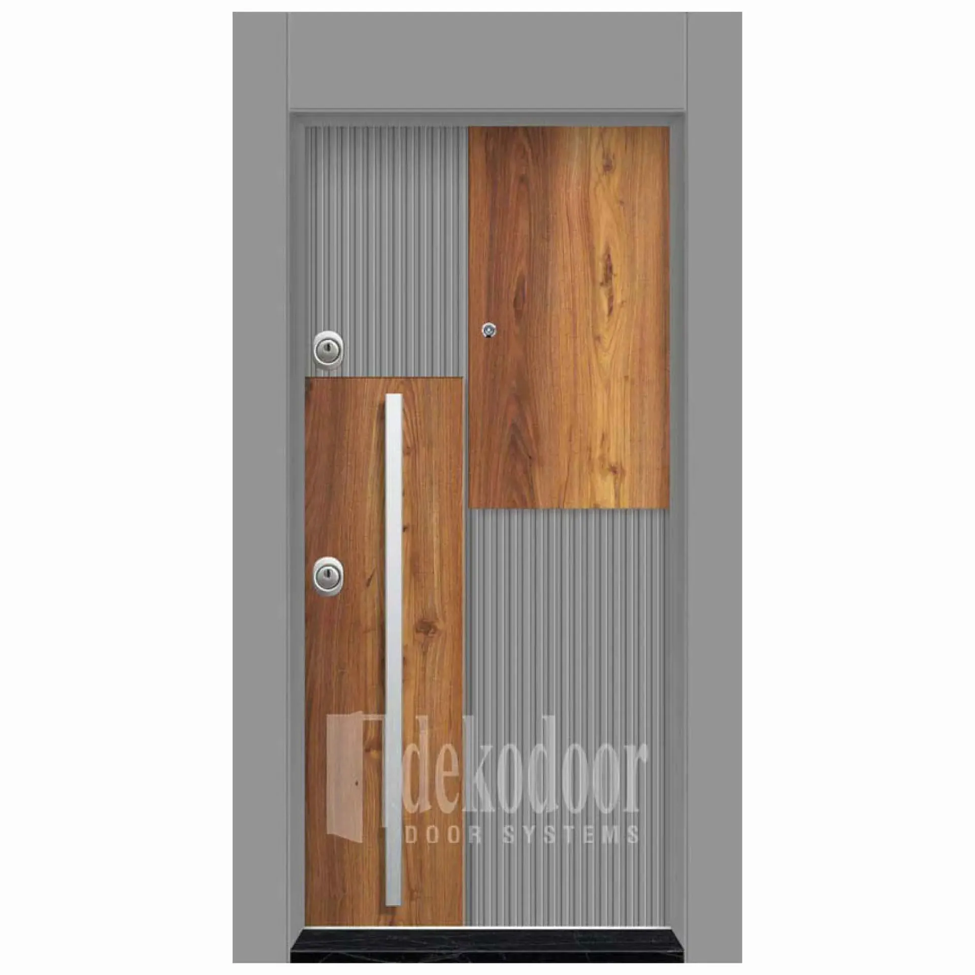 Porte PVC Rustique Bicolore Gaufrée DK-3007