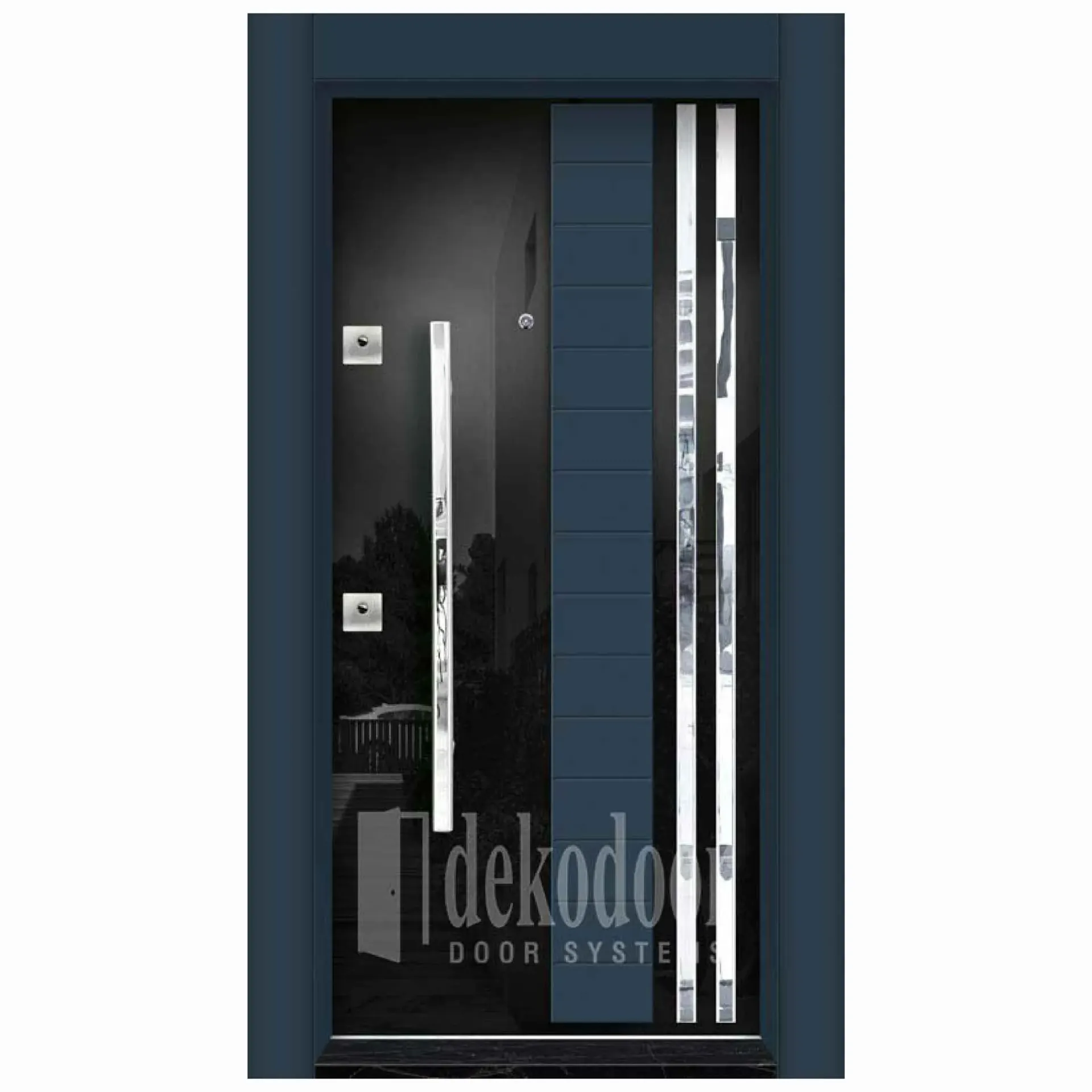 Exclusive-1013 Porte PVC Bicolore Gaufrée avec Détails Chromés